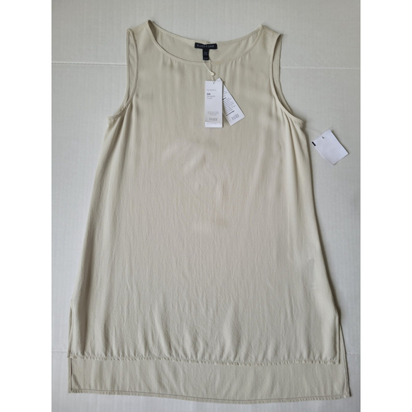 Eileen Fisher Sand Silk Sleevless Georgette Crepe Size XS $218 - Picture 2 of 9